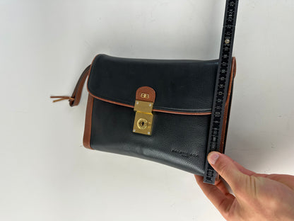 Vintage Balenciaga Pebbled Leather Shoulder Bag Black Brown