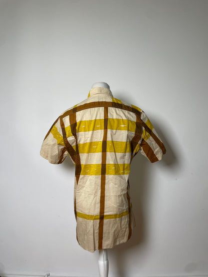 Vintage Burberry Cotton Shirt Cream Mustard Brown M