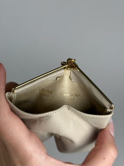Vintage Celine Leather Card Holder Beige