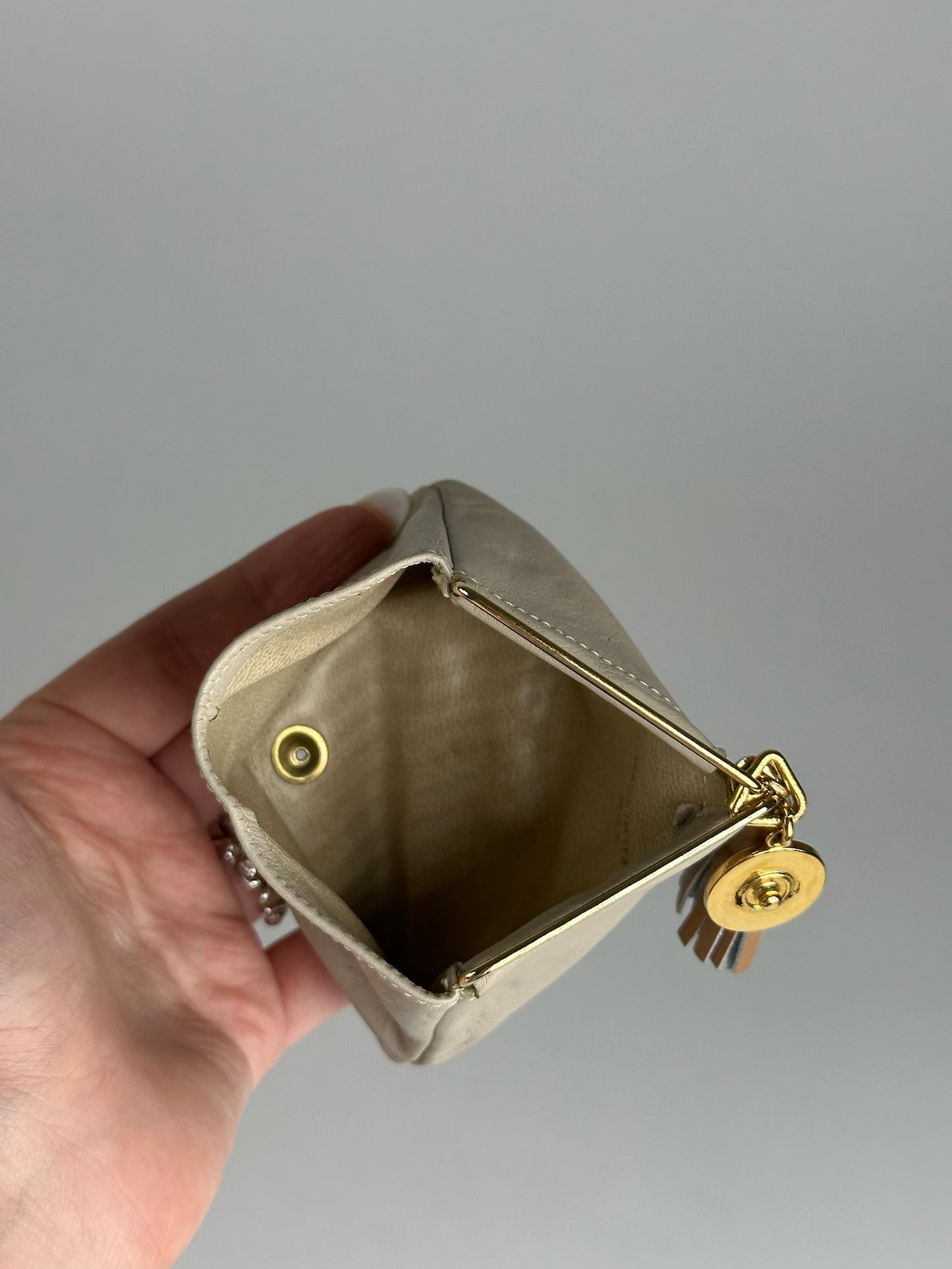 Vintage Celine Leather Card Holder Beige