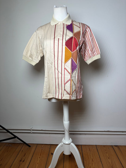Vintage Gucci Men's Short Sleeve Polo Shirt Cream Burgundy M