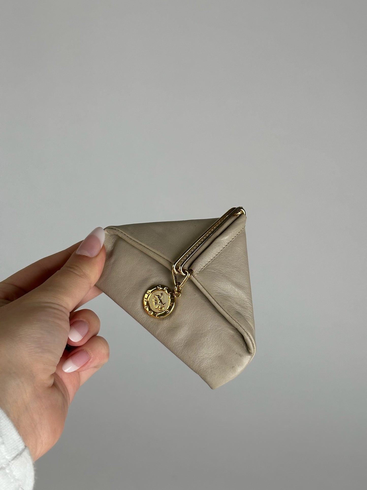 Vintage Celine Leather Card Holder Beige