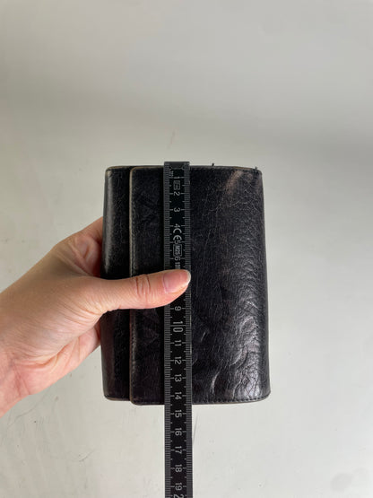 Vintage Vivienne Westwood Leather Wallet Black Gold Snap