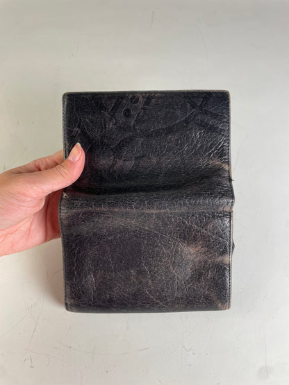 Vintage Vivienne Westwood Leather Wallet Black Gold Snap