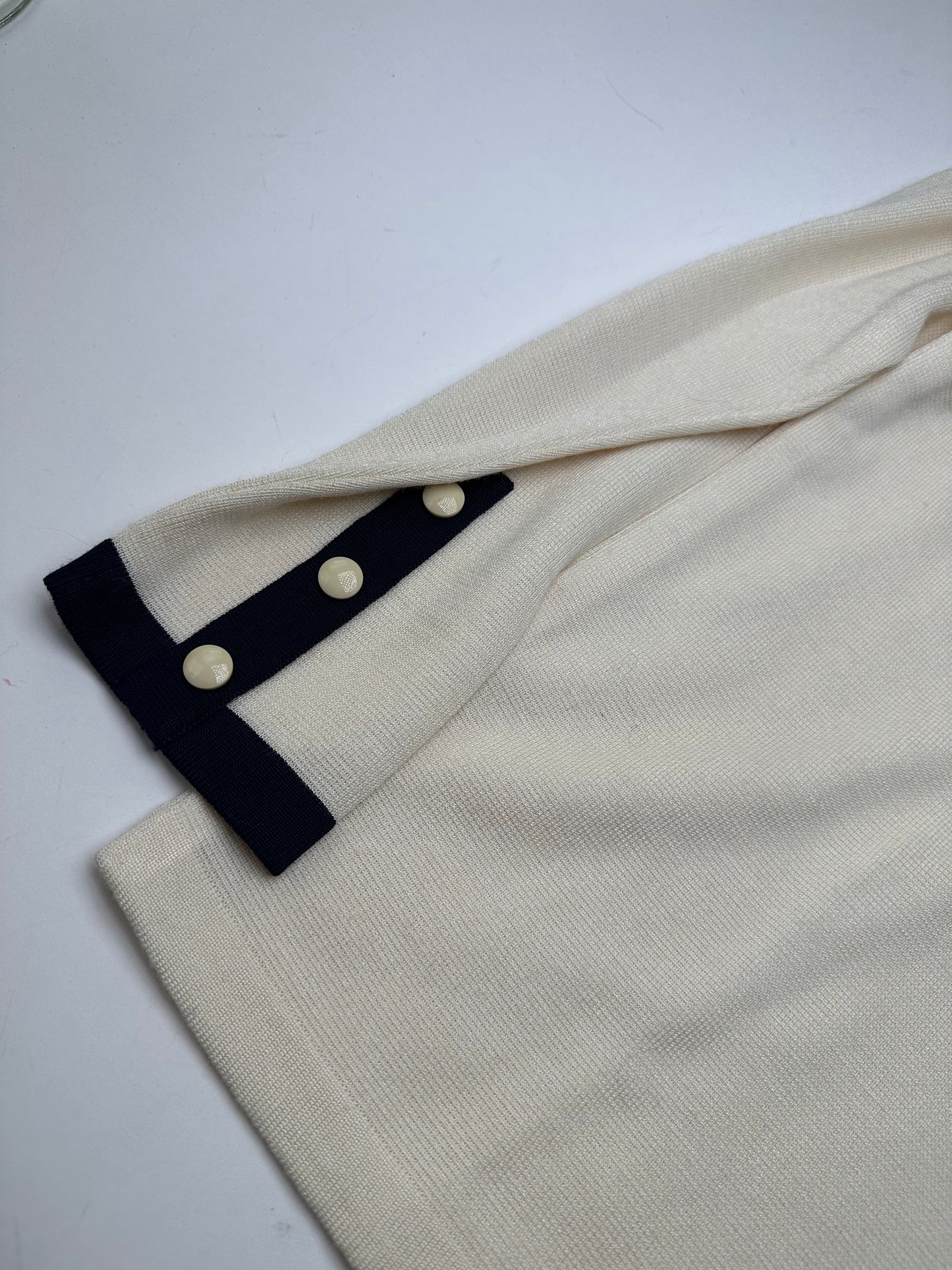 Vintage Yves Saint Laurent Wool Sweater Cream Navy M