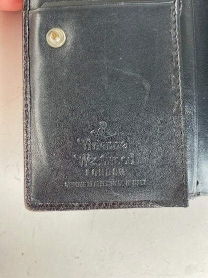 Vintage Vivienne Westwood Leather Wallet Black Gold Snap