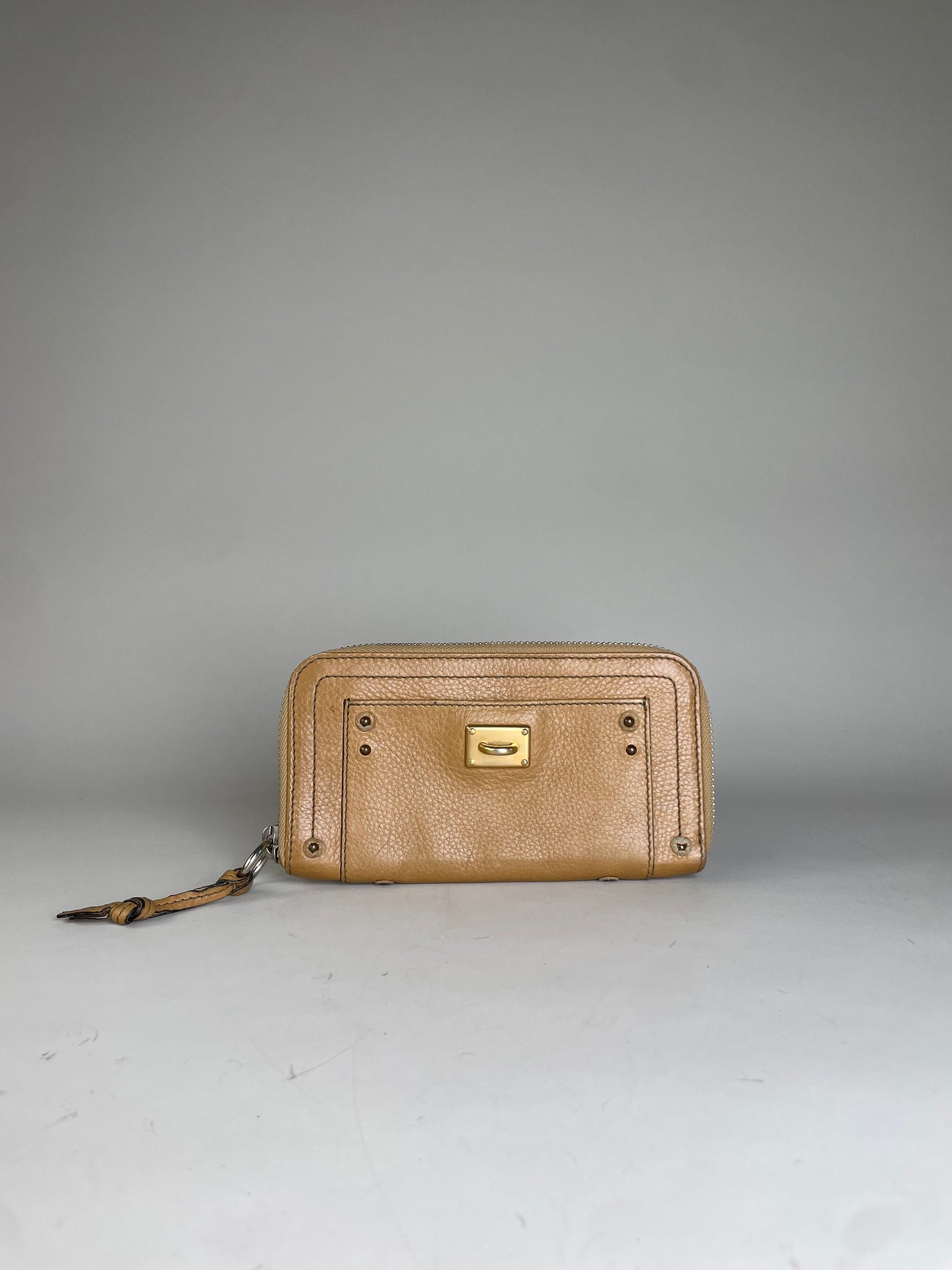 Vintage Chloe Leather Long Wallet Light Tan Gold