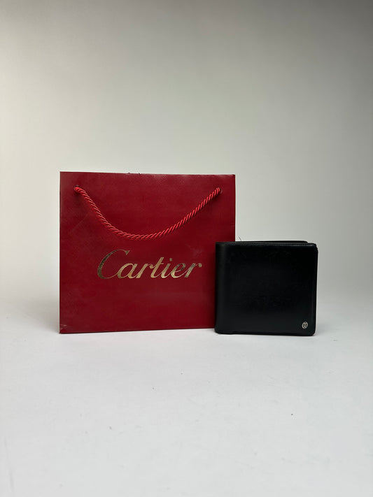 Vintage Cartier Bifold Wallet c. Late 1990s Black Silver