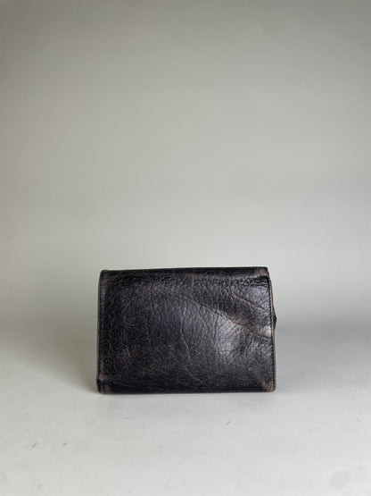 Vintage Vivienne Westwood Leather Wallet Black Gold Snap