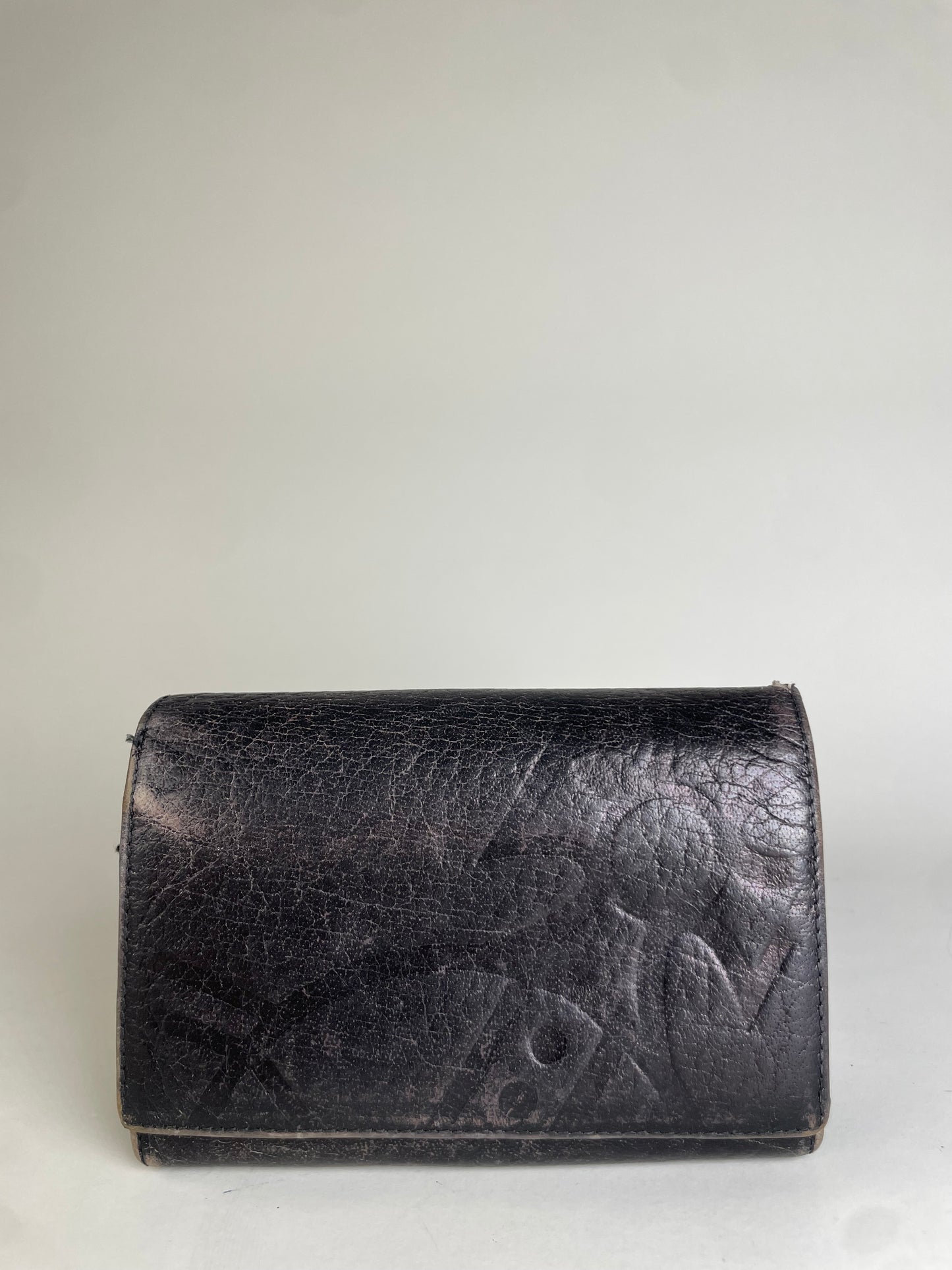 Vintage Vivienne Westwood Leather Wallet Black Gold Snap