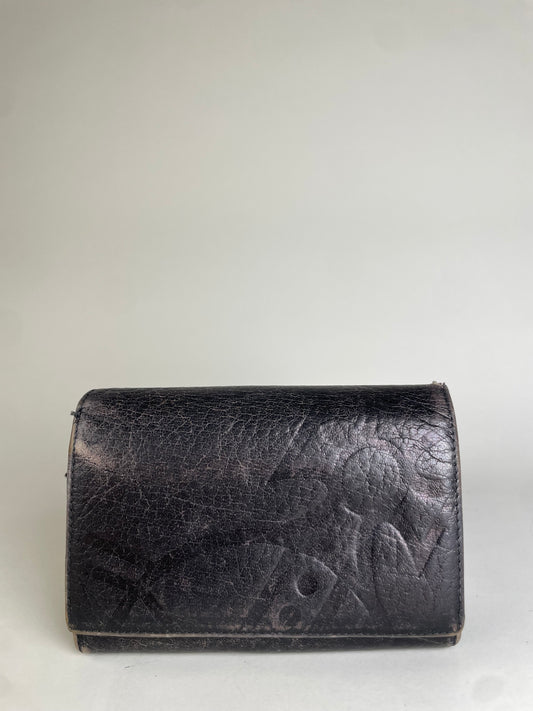Vintage Vivienne Westwood Leather Wallet Black Gold Snap
