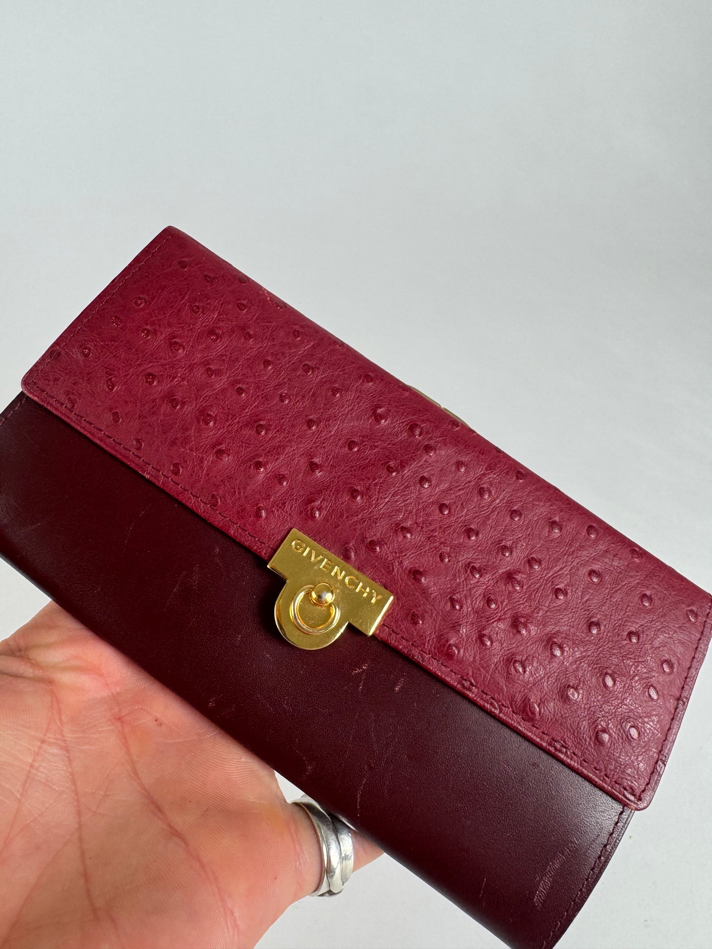 Vintage Givenchy Ostrich Leather wallet purple