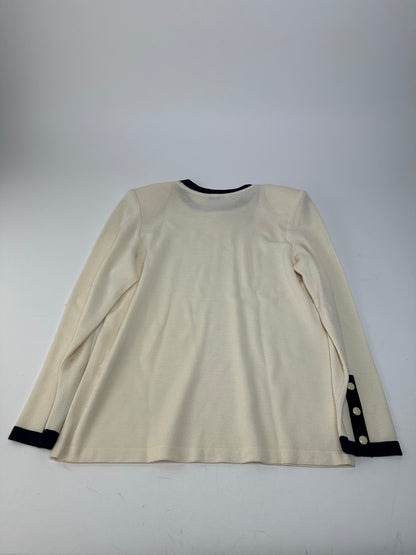 Vintage Yves Saint Laurent Wool Sweater Cream Navy M