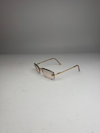 Vintage Chanel CC frameless Sunglasses Gold