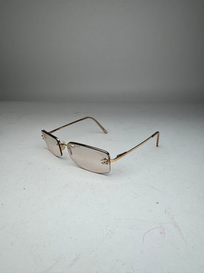 Vintage Chanel CC frameless Sunglasses Gold