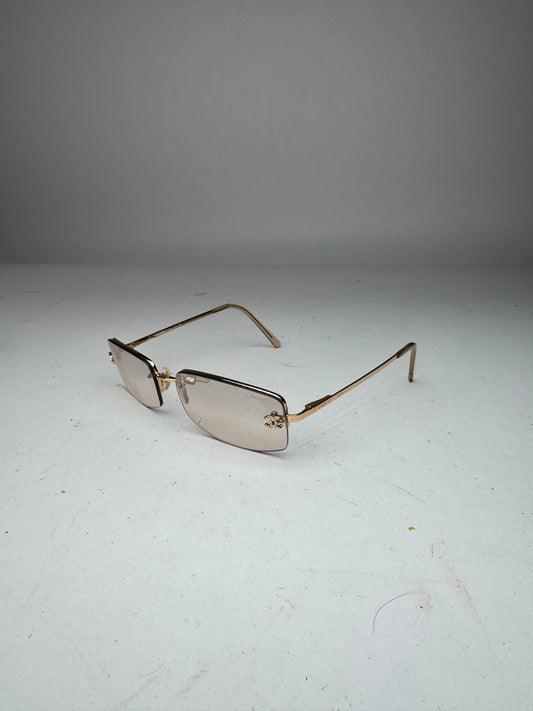 Vintage Chanel CC frameless Sunglasses Gold