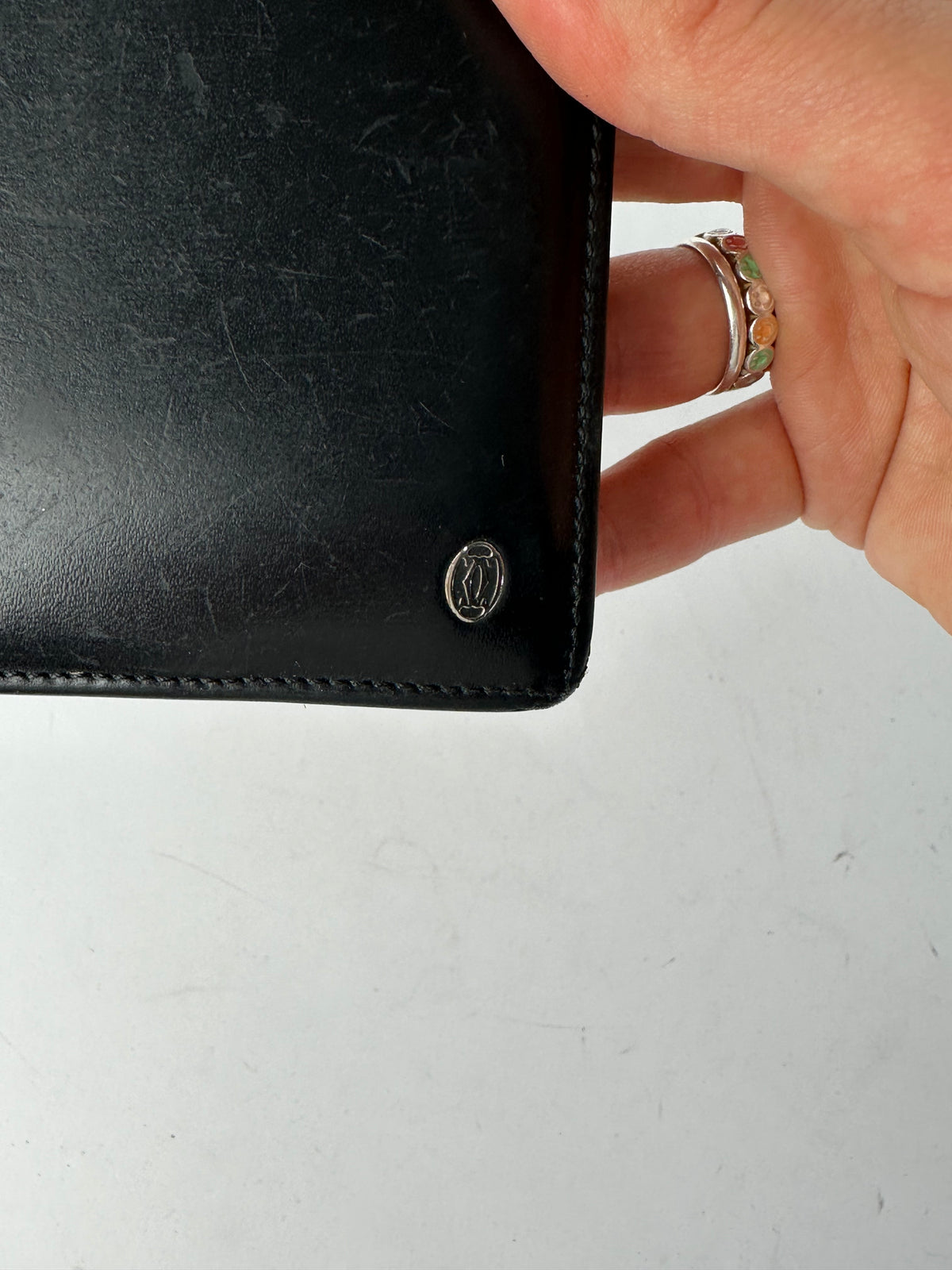 Vintage Cartier Bifold Wallet c. Late 1990s Black Silver