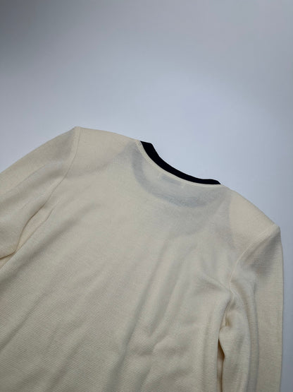 Vintage Yves Saint Laurent Wool Sweater Cream Navy M