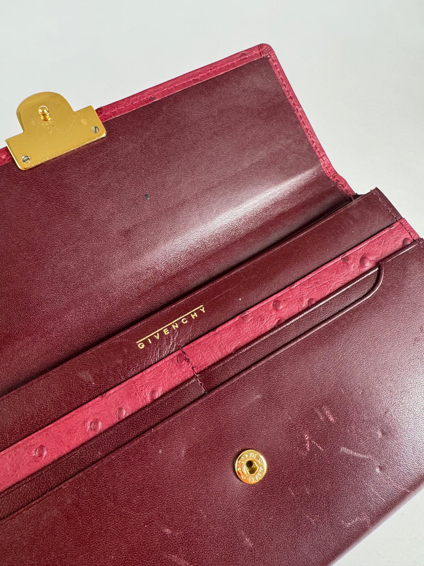Vintage Givenchy Ostrich Leather wallet purple