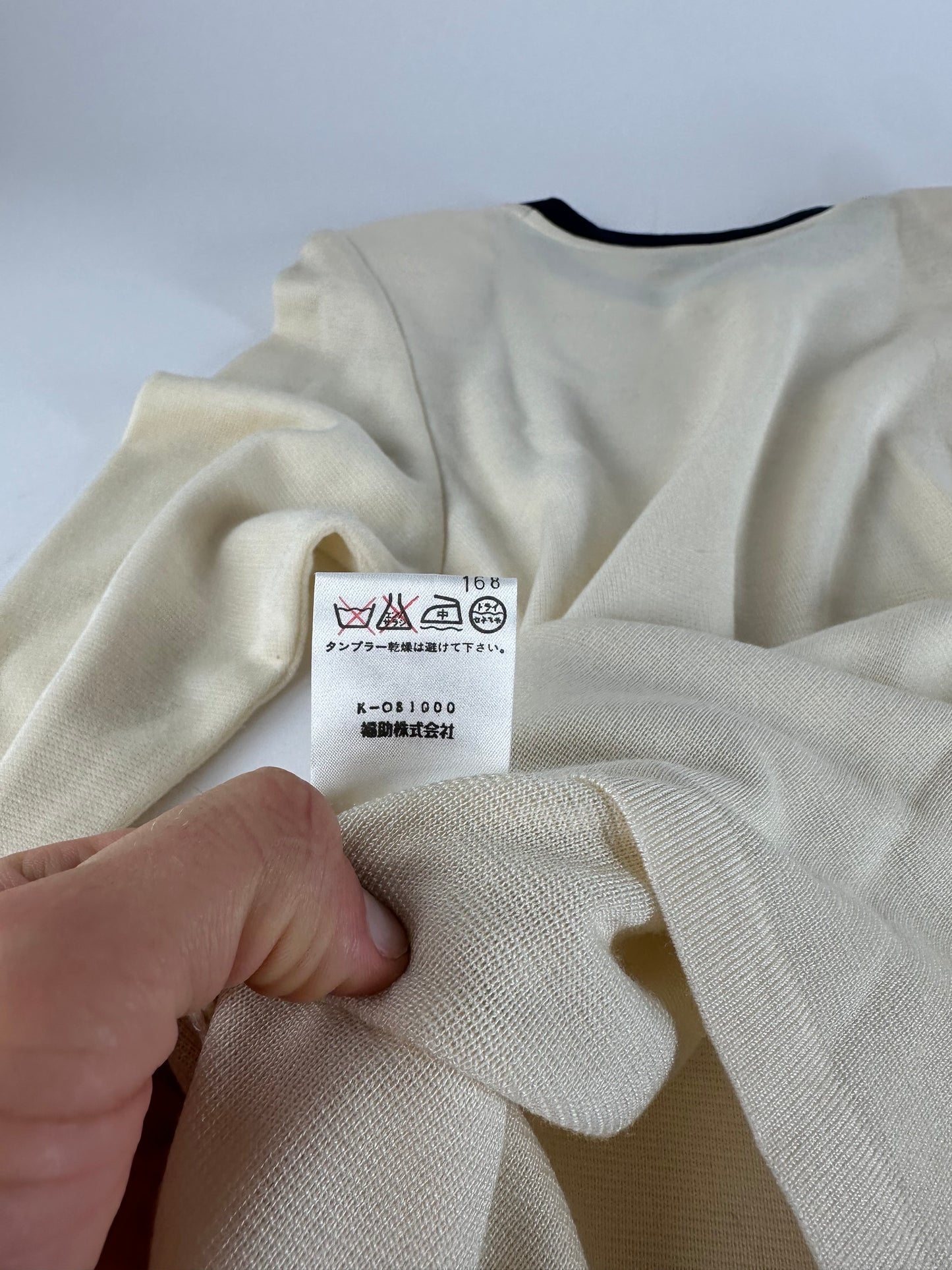 Vintage Yves Saint Laurent Wool Sweater Cream Navy M