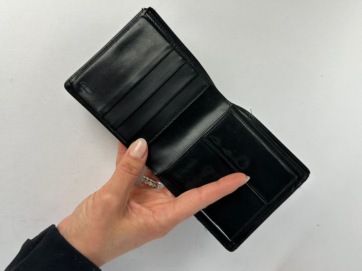 Vintage Cartier Bifold Wallet c. Late 1990s Black Silver