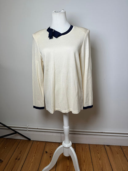 Vintage Yves Saint Laurent Wool Sweater Cream Navy M