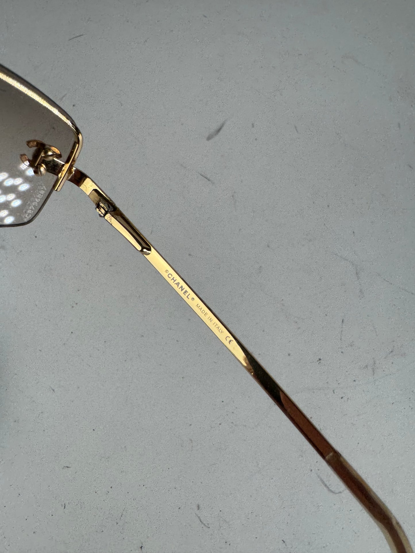 Vintage Chanel CC frameless Sunglasses Gold