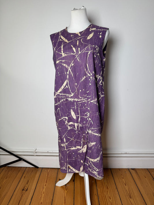 Vintage Marni Abstract Cotton Dress Purple Beige L/XL