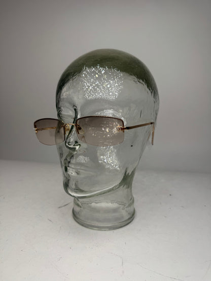 Vintage Chanel CC frameless Sunglasses Gold