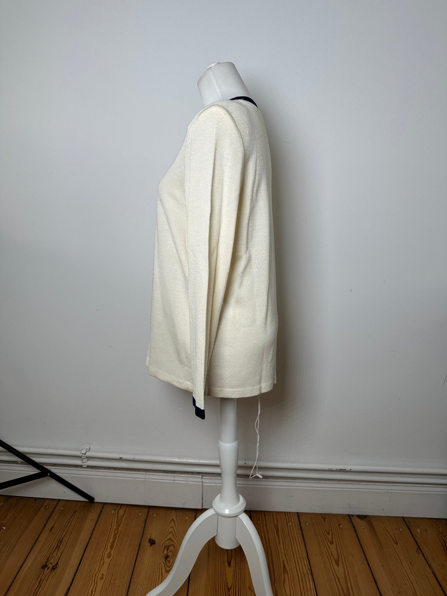 Vintage Yves Saint Laurent Wool Sweater Cream Navy M