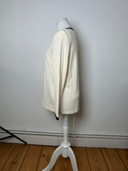 Vintage Yves Saint Laurent Wool Sweater Cream Navy M