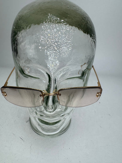 Vintage Chanel CC frameless Sunglasses Gold