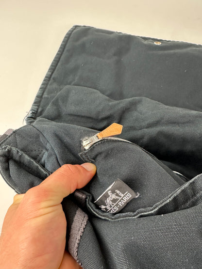 Vintage Hermes Canvas Messenger Bag Black Grey