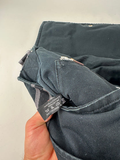 Vintage Hermes Canvas Messenger Bag Black Grey