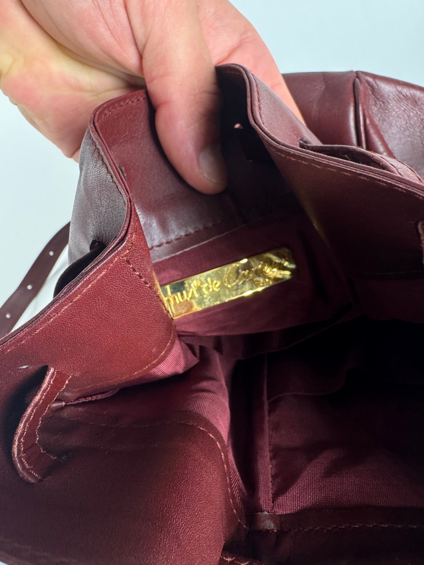 Vintage Cartier Seau Leather bag burgundy