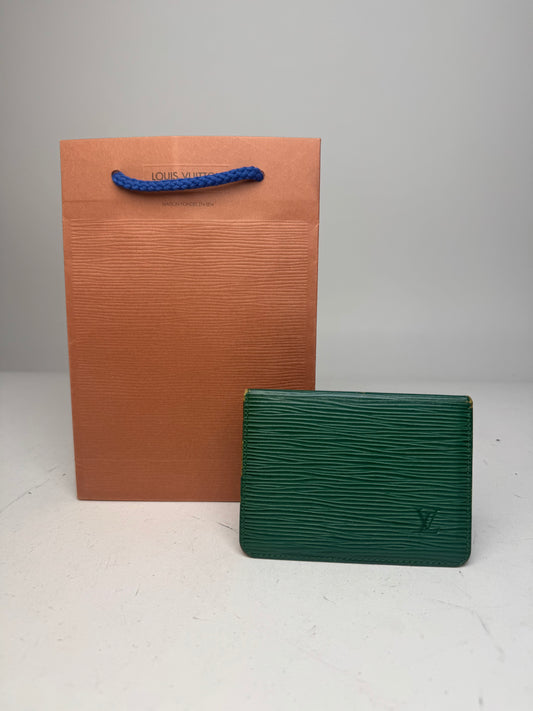 Vintage Louis Vuitton EPI Leather Card Holder Green