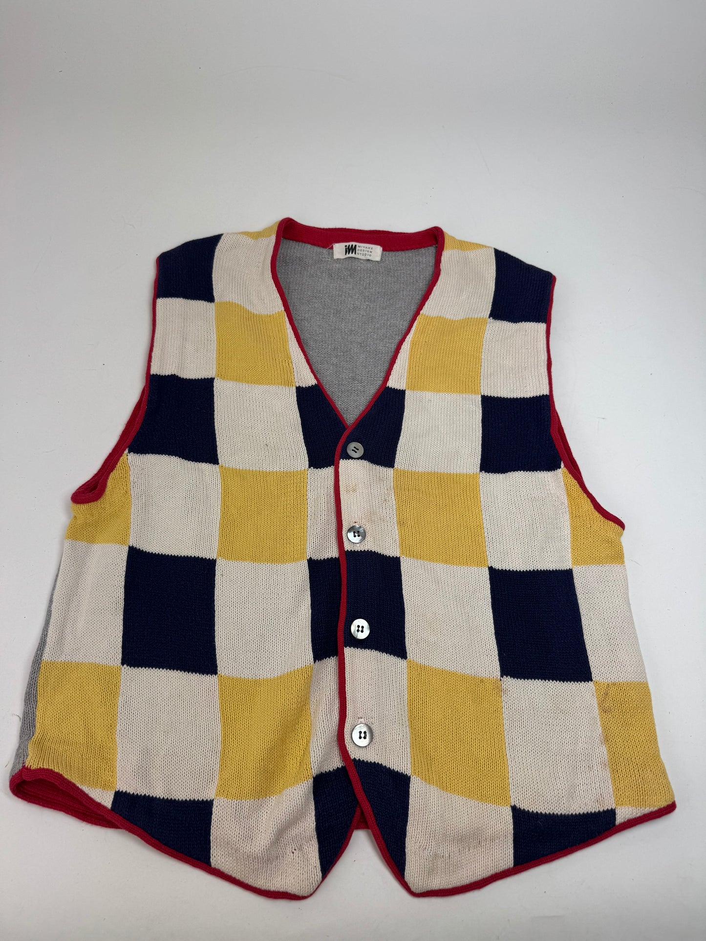 Vintage Issey Miyake Checked West beige black red yellow
