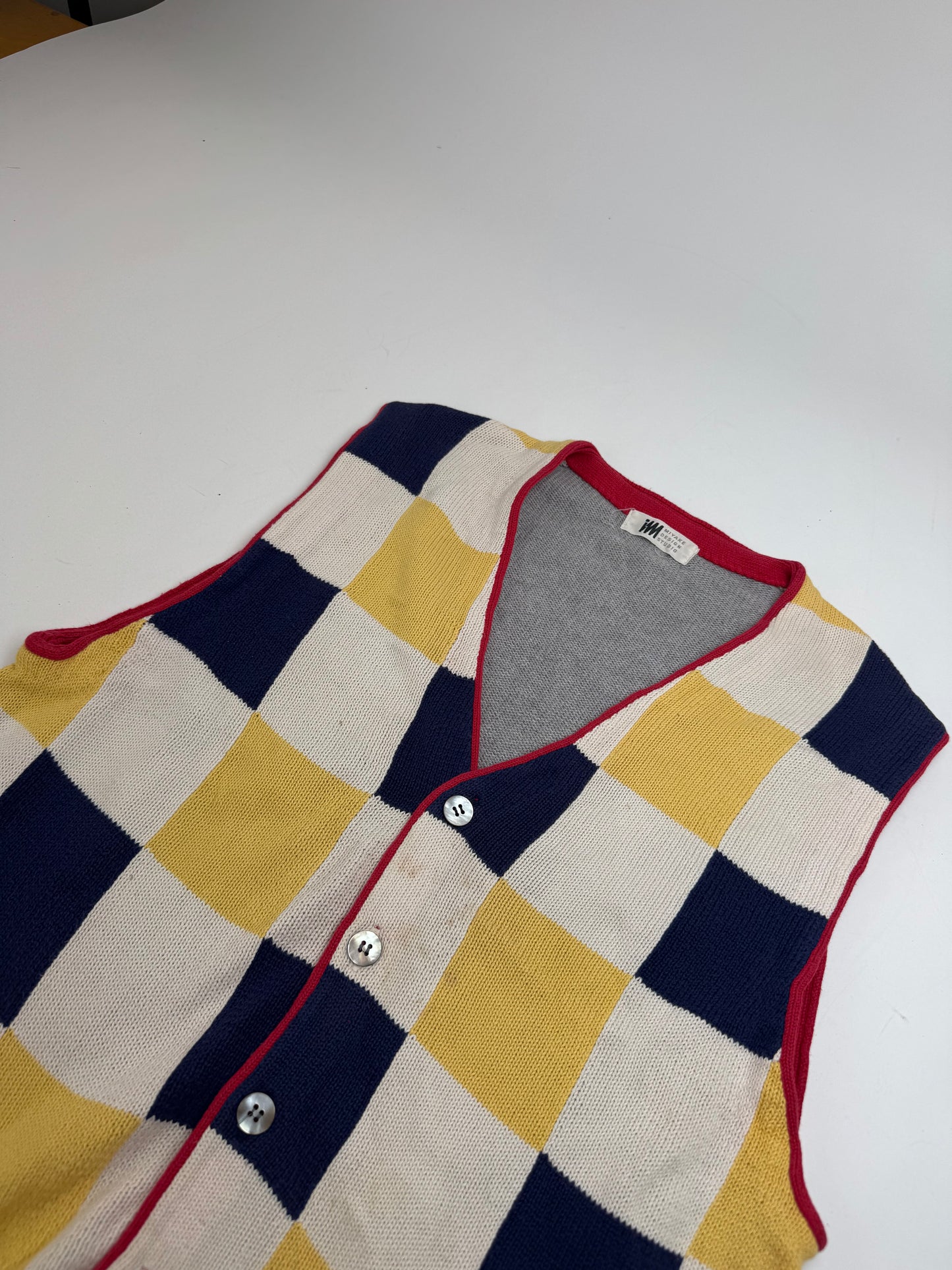 Vintage Issey Miyake Checked West beige black red yellow