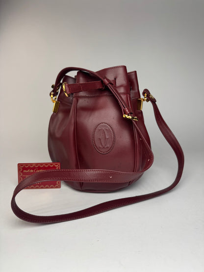 Vintage Cartier Seau Leather bag burgundy