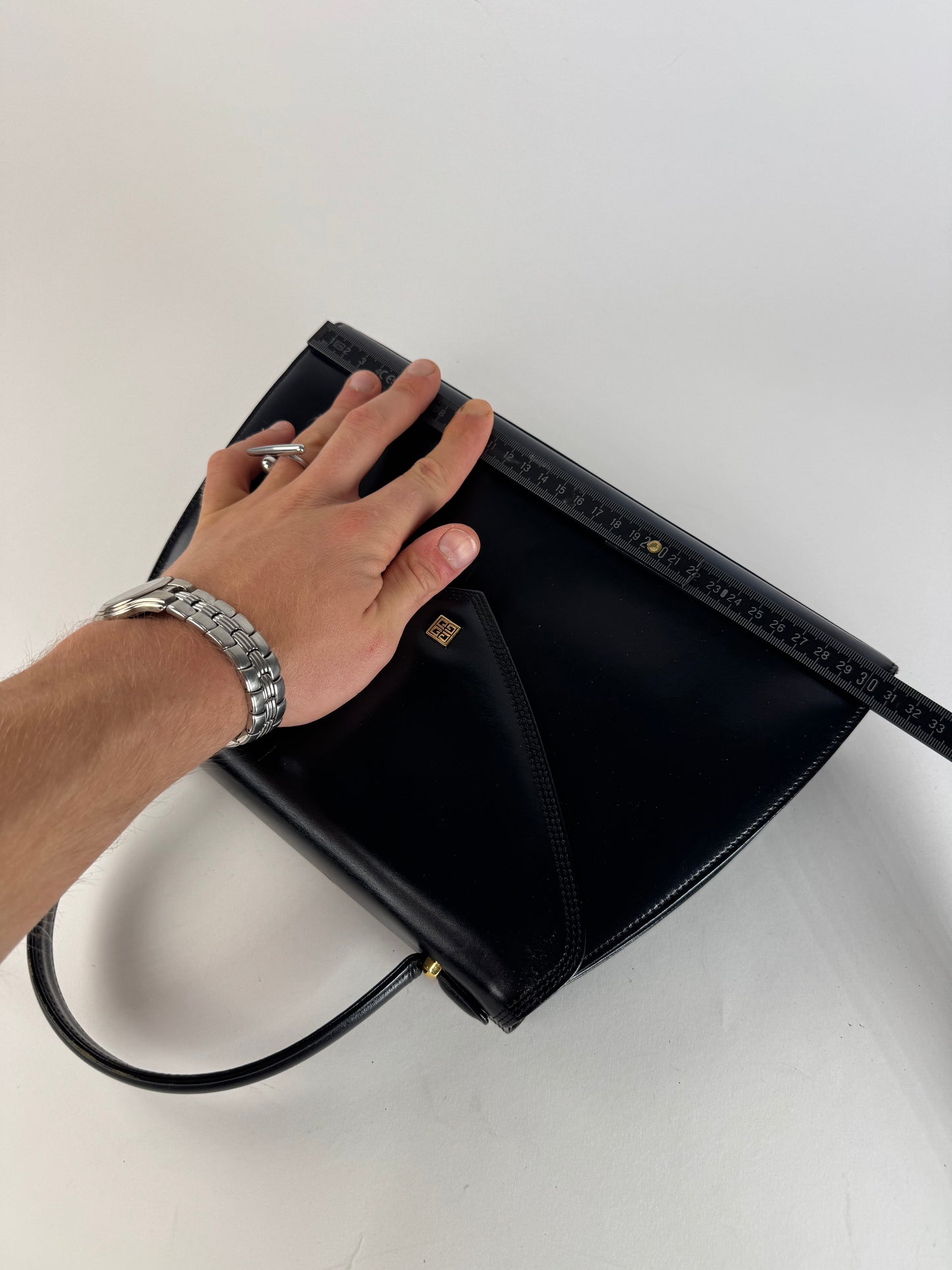 Vintage Givenchy Logo Leather Bag Black