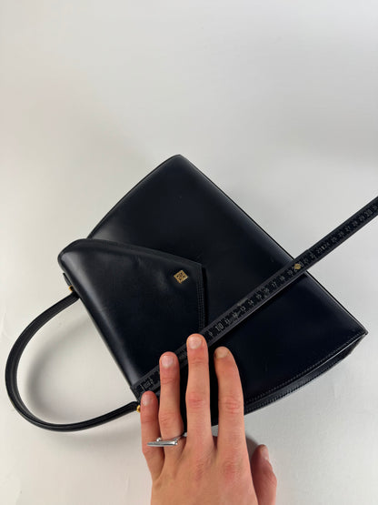 Vintage Givenchy Logo Leather Bag Black