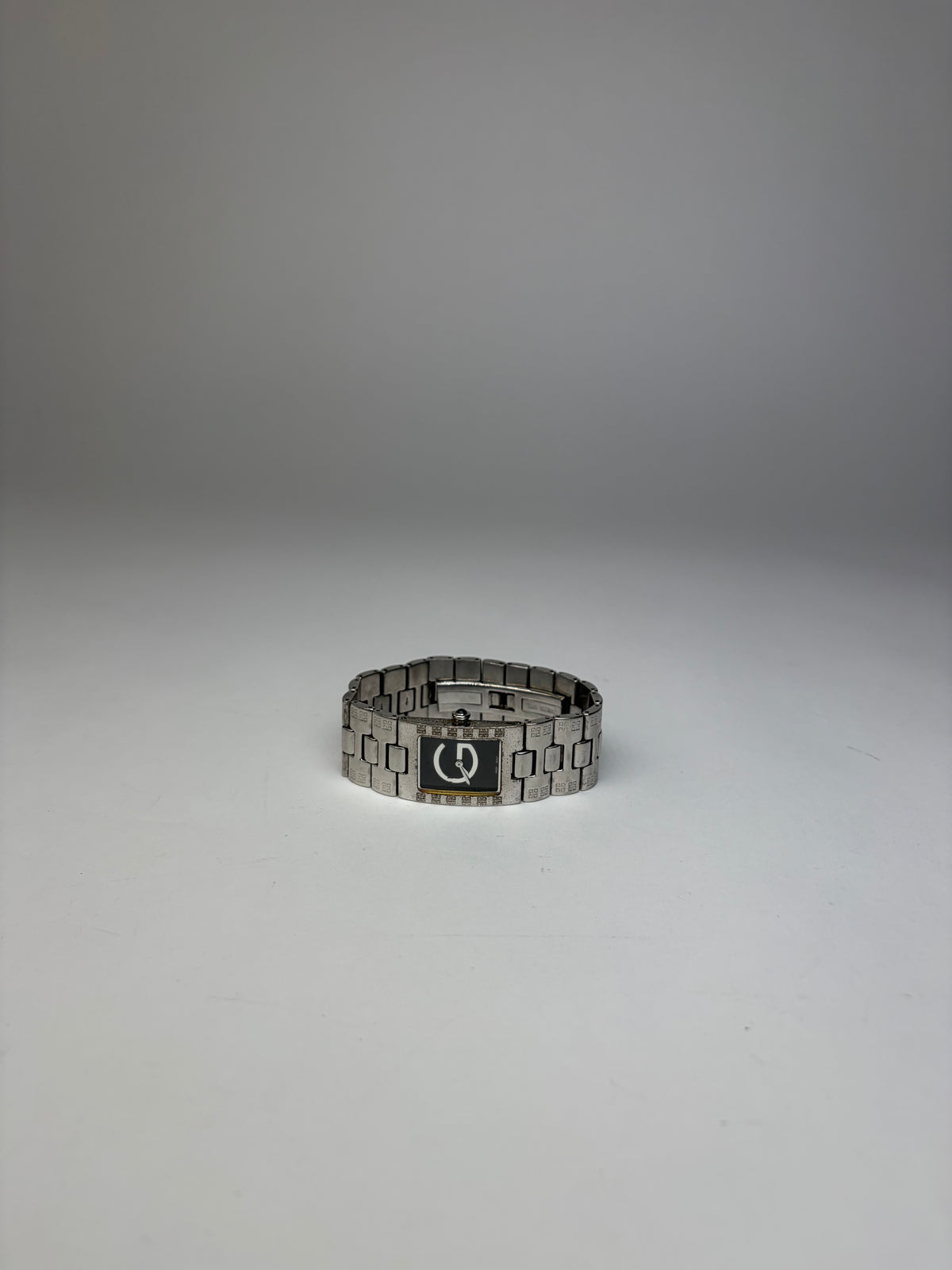 Vintage Givenchy Life Stainless Steel Bracelet Watch Late 1990s Silver Black