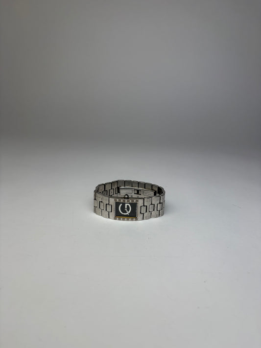 Vintage Givenchy Life Stainless Steel Bracelet Watch Late 1990s Silver Black