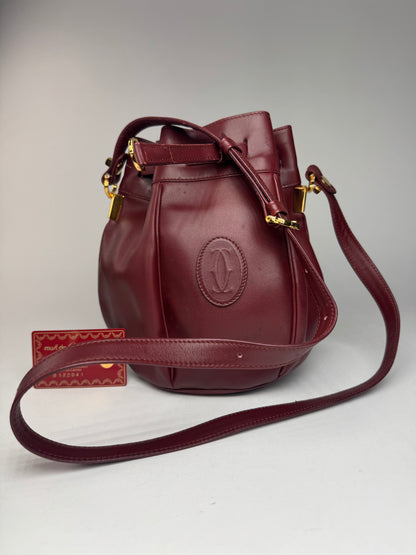 Vintage Cartier Seau Leather bag burgundy