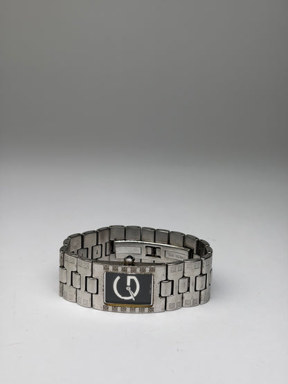 Vintage Givenchy Life Stainless Steel Bracelet Watch Late 1990s Silver Black