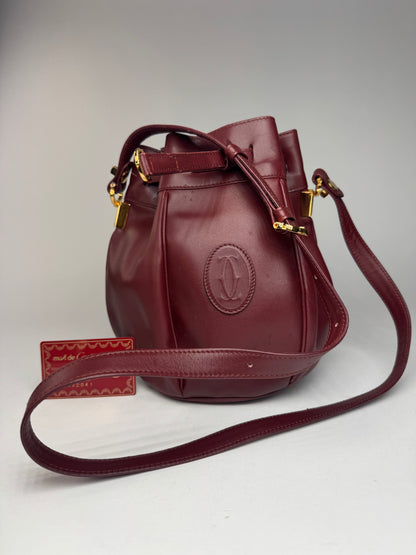 Vintage Cartier Seau Leather bag burgundy