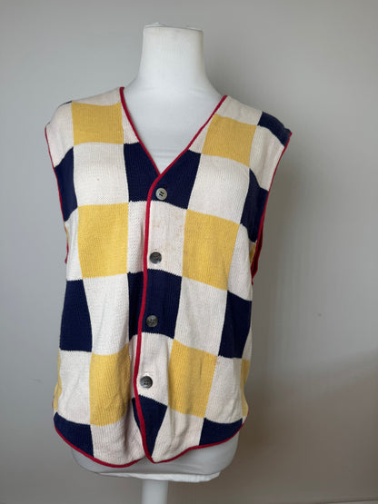 Vintage Issey Miyake Checked West beige black red yellow