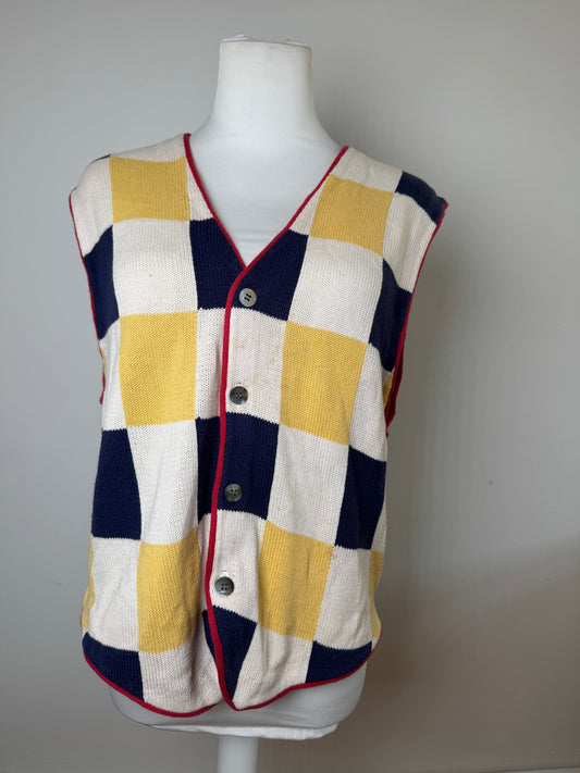 Vintage Issey Miyake Checked West beige black red yellow