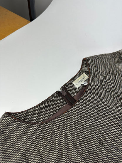 Vintage Balenciaga Wool Dress Black White Brown