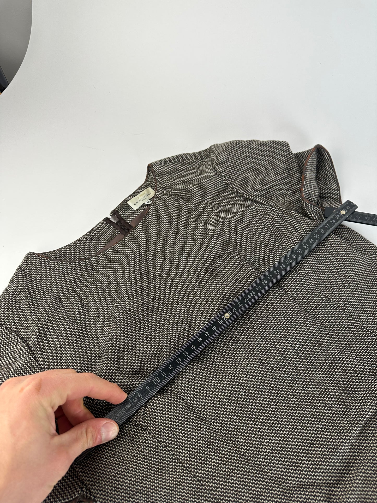 Vintage Balenciaga Wool Dress Black White Brown